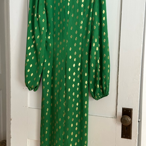 VILA Green Dress with Gold Accents - Picture 5 of 9